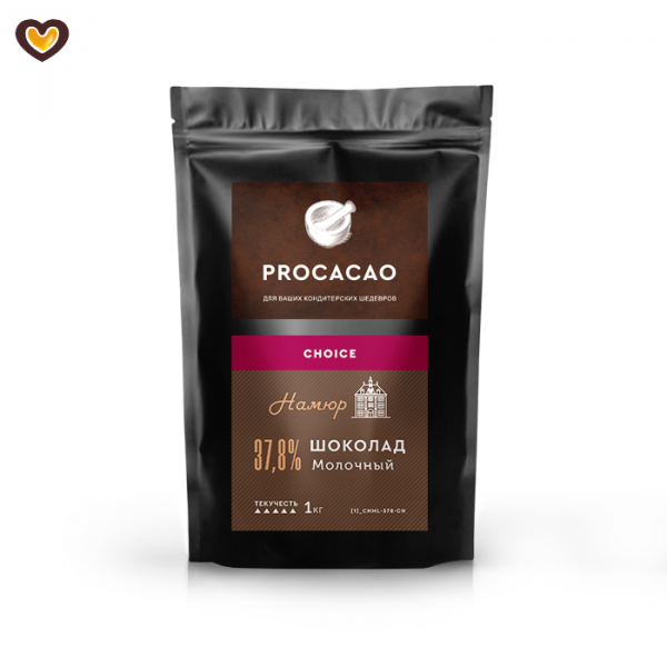 Шоколад молочный PROCACAO CHOICE Намюр 37,8%, пак 1 кг