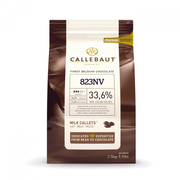 Шоколад молочный Callebaut Recipe N°823, 33,6%, пак 2,5 кг Шоколад молочный Callebaut Recipe N°823, 33,6%, пак 2,5 кг