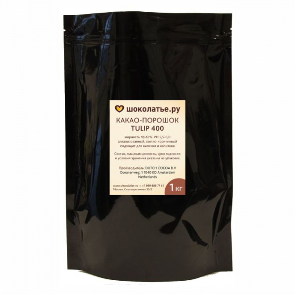 >Какао-порошок алкализованный Theobroma Tulip 400 10/12, пак 1 кг
