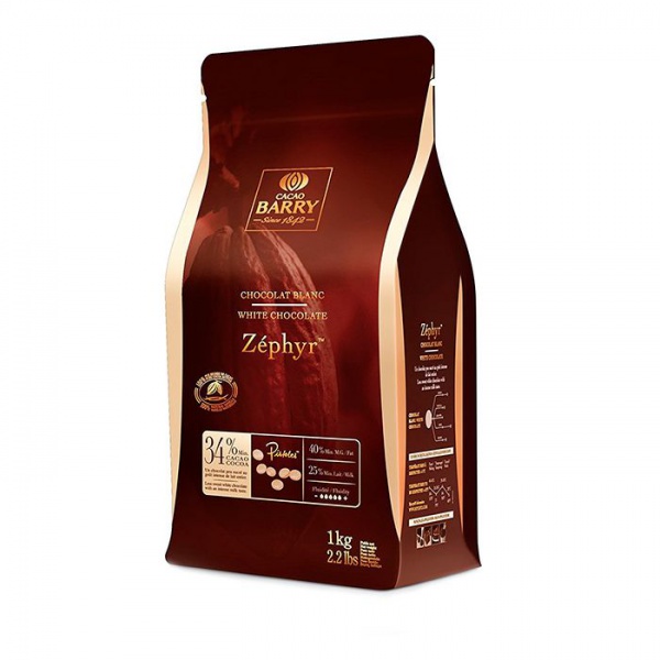Шоколад белый Cacao Barry Zephyr 34%, пак 1 кг