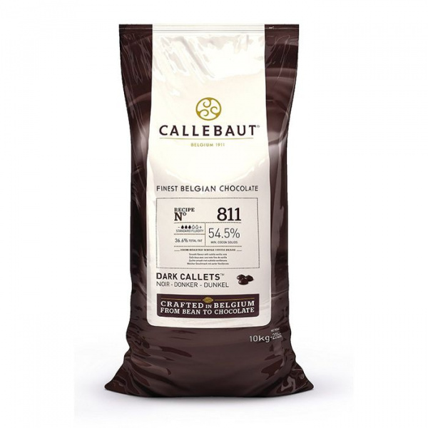 Шоколад темный Callebaut Recipe N°811, 54,5%, пак 10 кг Шоколад темный Callebaut Recipe N°811, 54,5%, пак 10 кг