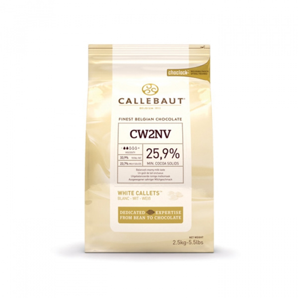 Шоколад белый Callebaut Recipe N°CW2. 25,9%, пак 2,5 кг Шоколад белый Callebaut Recipe N°CW2. 25,9%, пак 2,5 кг