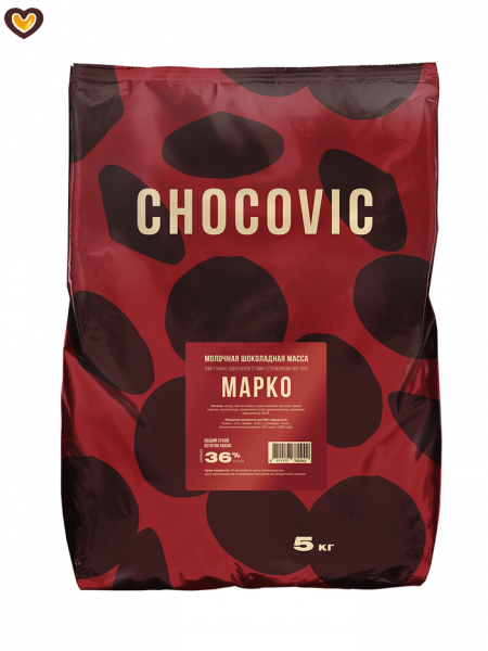 Шоколад молочный Chocovic MARCO 36%, пак 5 кг