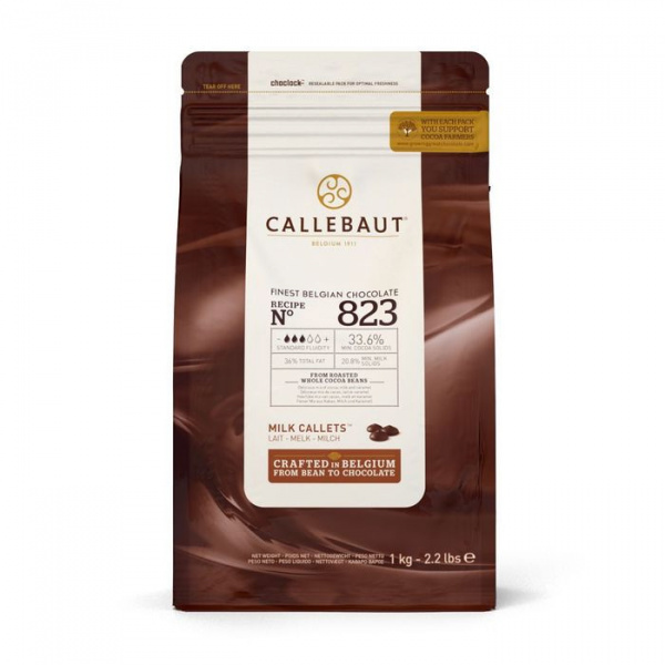 Шоколад молочный Callebaut Recipe N°823, 33,6%, пак 1 кг