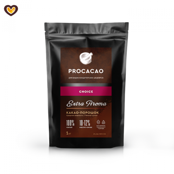 Какао-порошок Procacao Choice Extra Aroma 10/12, пак 1 кг Какао-порошок Procacao Choice Extra Aroma 10/12, пак 1 кг