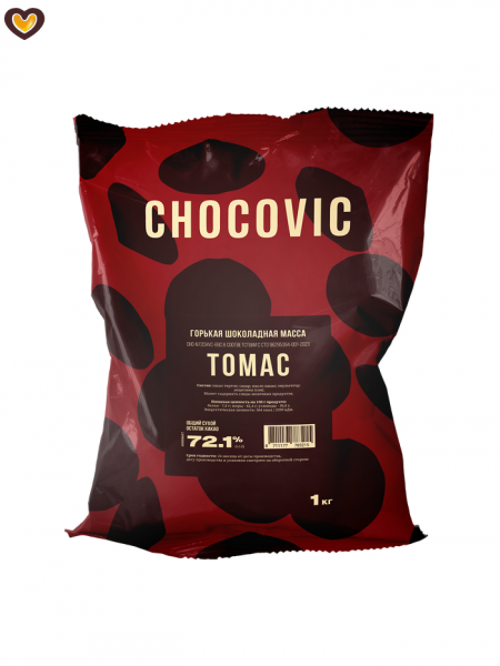 Шоколад горький Chocovic Tomas 72%, пак 1 кг