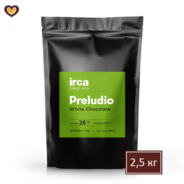 >Шоколад белый IRCA Preludio 25%, пак 2,5 кг