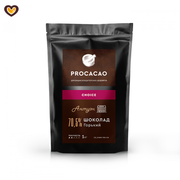 Шоколад горький PROCACAO CHOICE Антуэн 70,5%, пак 1 кг