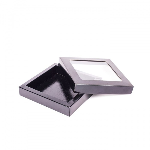 Коробка с окном 150х150х28 (1 уп - 10 шт) (черный) Коробка с окном 150х150х28 (1 уп - 10 шт) (черный)