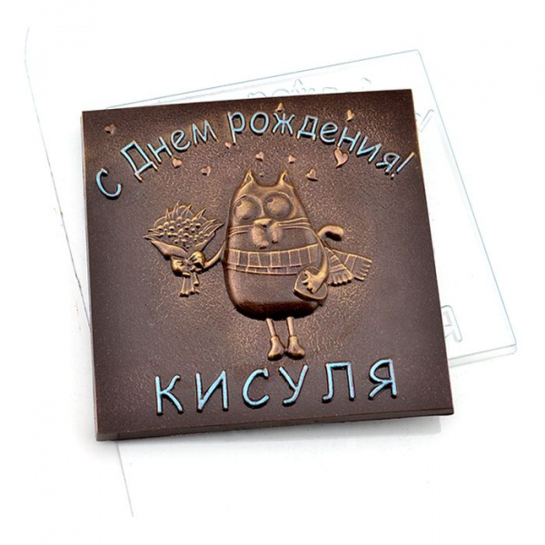 Форма пластиковая Плитка С Днем Рождения (кисуля)