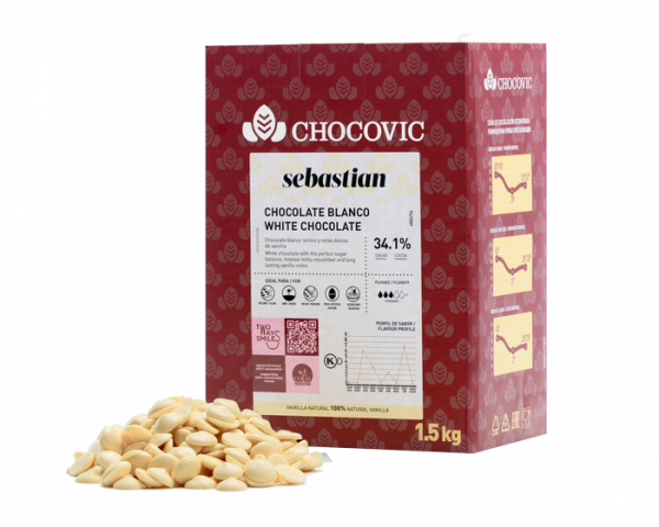 Шоколад белый Chocovic Sebastian 33,1%, кор 1,5 кг