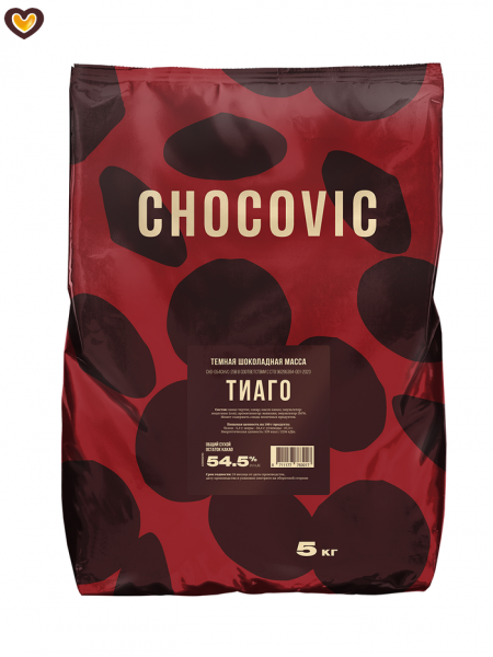 Шоколад темный Chocovic Tiago, пак 5 кг