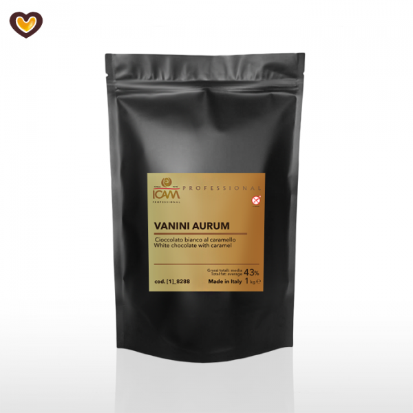 Шоколад белый с карамелью ICAM Vanini Aurum 43%, пак 1 кг
