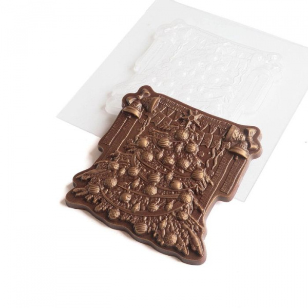 Форма пластиковая Плитка Новогодняя елочка 100х100 мм