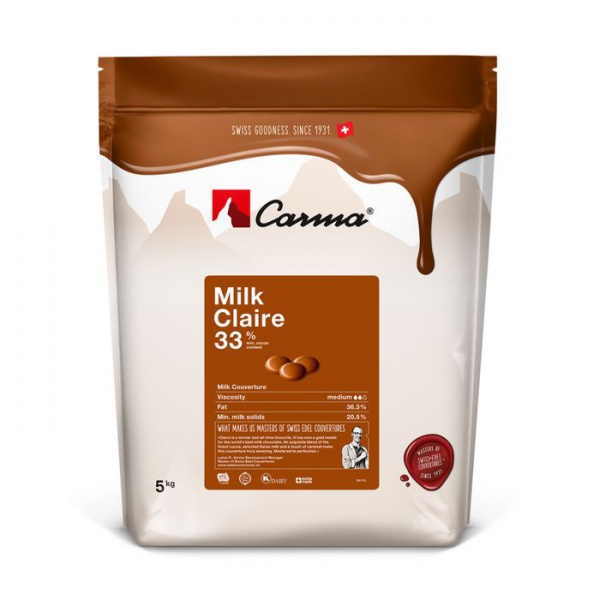 Шоколад молочный Carma Claire 33%, пак 5 кг