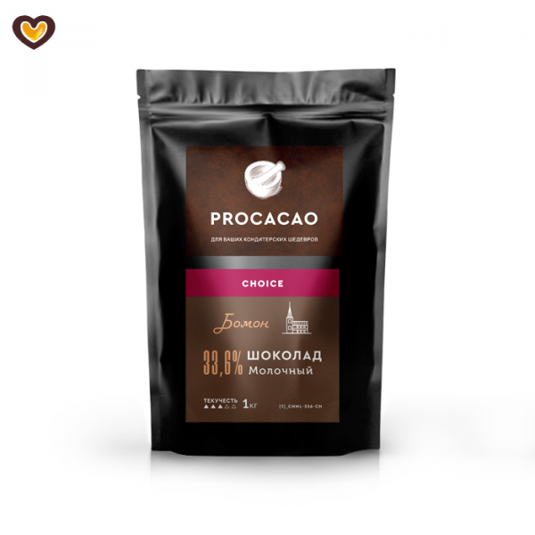 Шоколад молочный PROCACAO CHOICE Бомон 33,6%, пак 1 кг